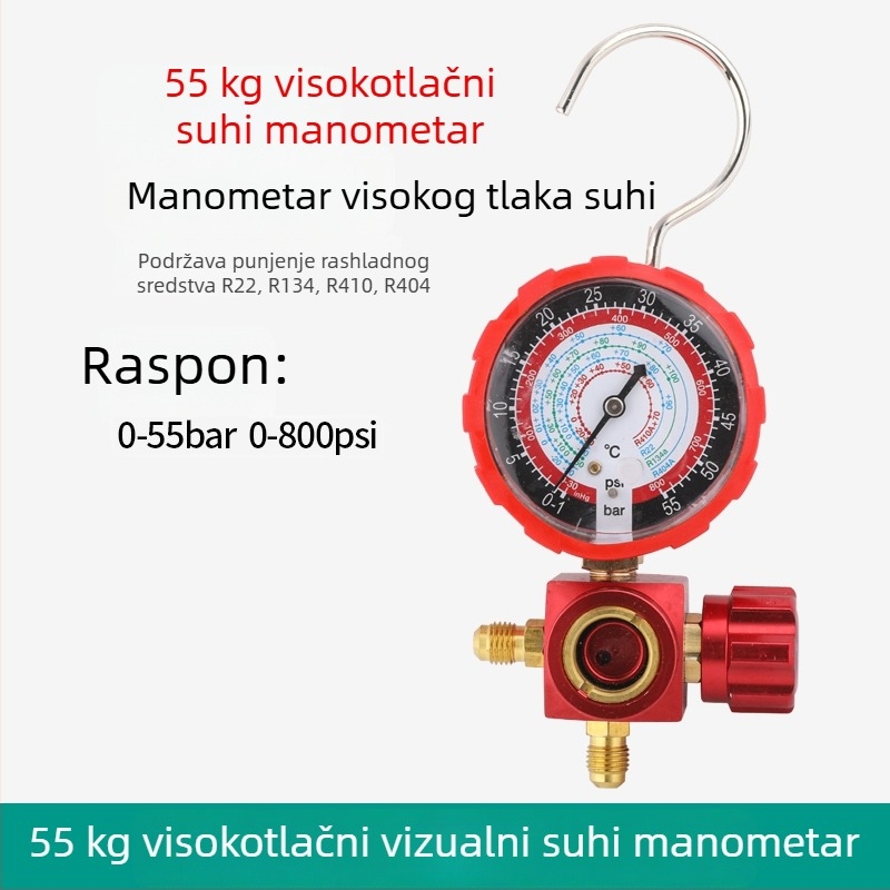 Set alata za klimatizaciju s dijafragmatskim manometrom i mjeračem rashladnog agensa za kućne i automobilne klima uređaje