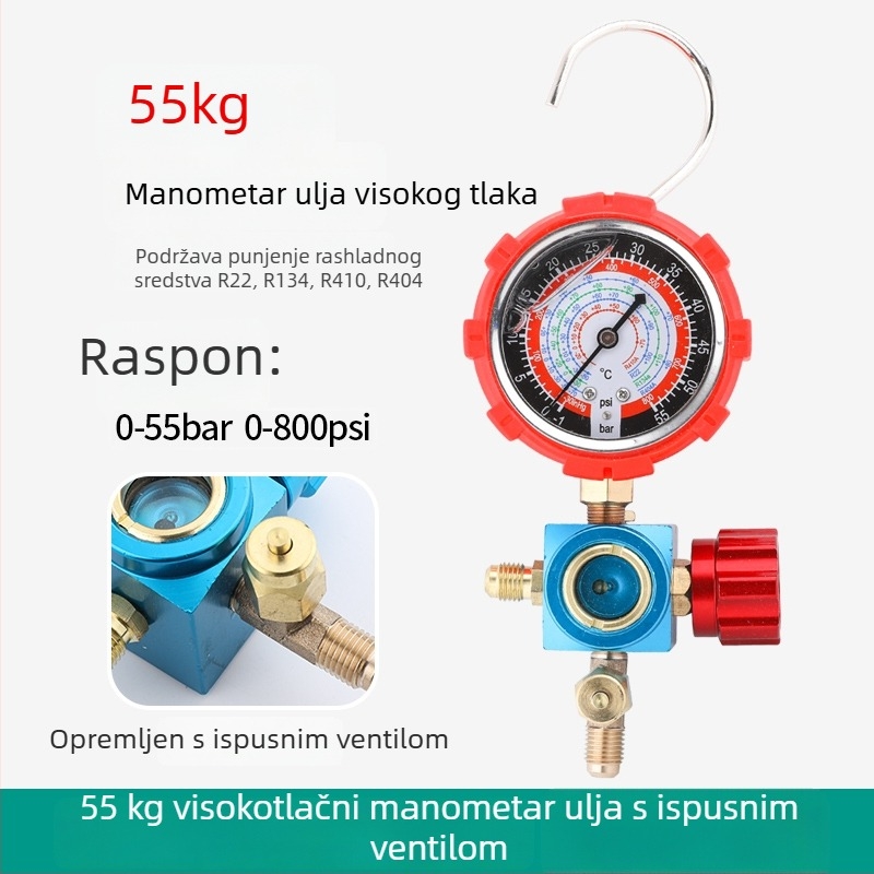 Set alata za klimatizaciju s dijafragmatskim manometrom i mjeračem rashladnog agensa za kućne i automobilne klima uređaje