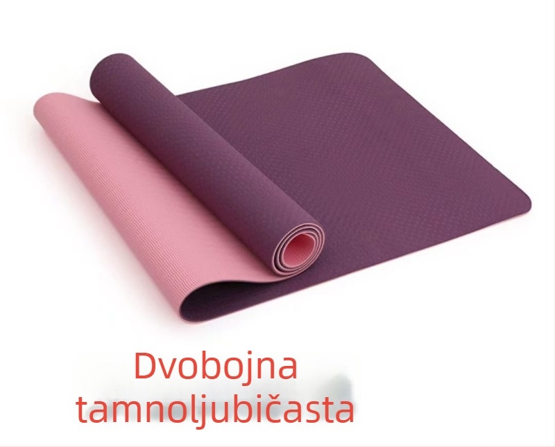 TPE dvobojna joga podloga, 6 mm, bez mirisa, protuklizna fitness podloga za jogu, 183×61 cm