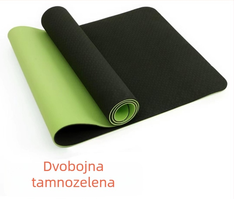 TPE dvobojna joga podloga, 6 mm, bez mirisa, protuklizna fitness podloga za jogu, 183×61 cm