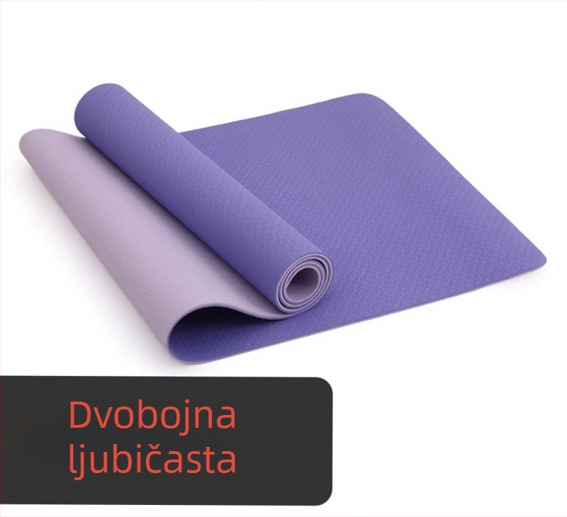 TPE dvobojna joga podloga, 6 mm, bez mirisa, protuklizna fitness podloga za jogu, 183×61 cm