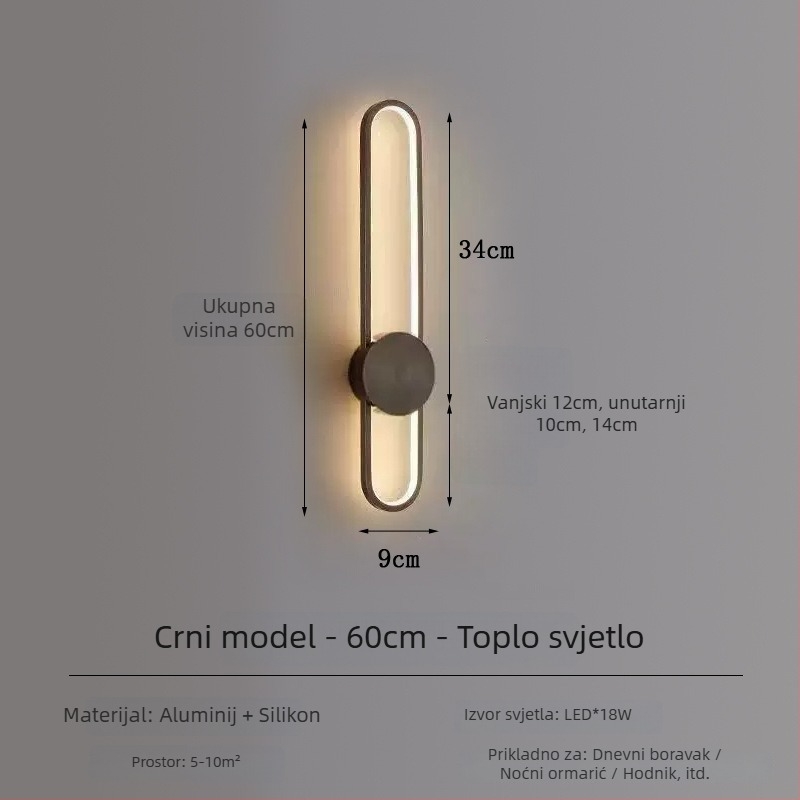 Moderna minimalistička dugačka zidna svjetiljka za spavaću sobu s mrežastim dizajnom