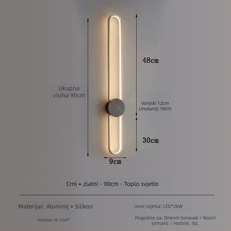 Moderna minimalistička dugačka zidna svjetiljka za spavaću sobu s mrežastim dizajnom