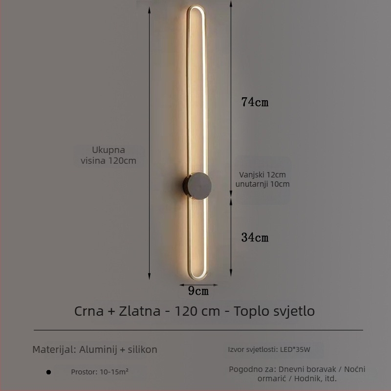 Moderna minimalistička dugačka zidna svjetiljka za spavaću sobu s mrežastim dizajnom