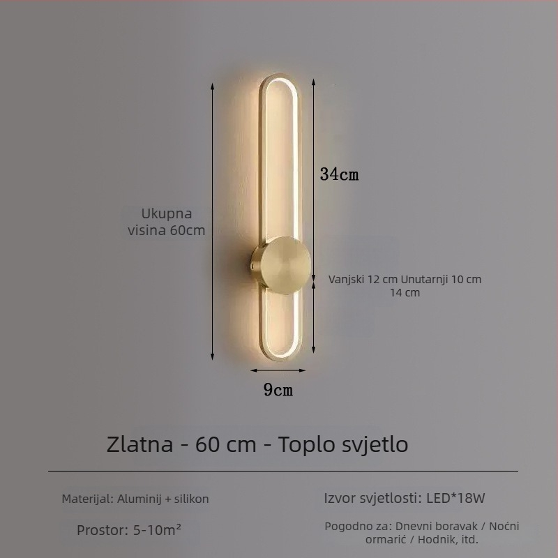 Moderna minimalistička dugačka zidna svjetiljka za spavaću sobu s mrežastim dizajnom