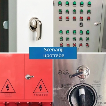 61069 Brava s okretljivim jezičkom za distribucijsku skrinju — Metalna brava za vrata arhiva s ručkom, cilindrična brava, universalna brava za električnu kutiju