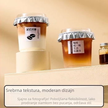 Jednokratni listići od aluminijske folije za brtvljenje, otporni na prolivanje, 12 cm kvadratni, s premazom od silikonskog ulja, 100 komada, za šalice kave i mliječnih čajeva