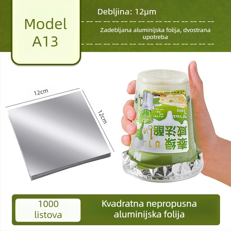 Jednokratni listići od aluminijske folije za brtvljenje, otporni na prolivanje, 12 cm kvadratni, s premazom od silikonskog ulja, 100 komada, za šalice kave i mliječnih čajeva