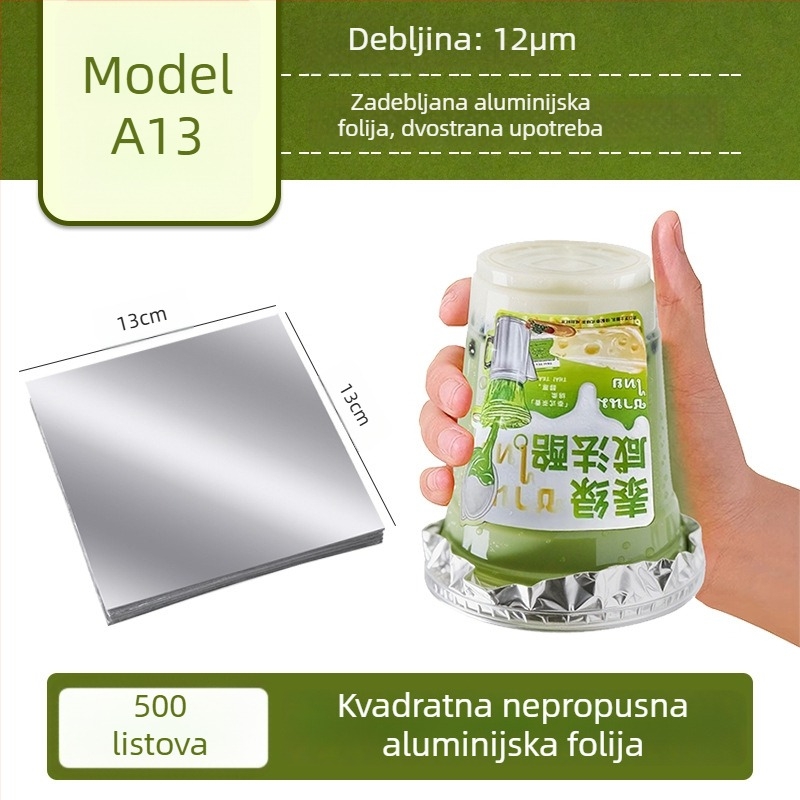 Jednokratni listići od aluminijske folije za brtvljenje, otporni na prolivanje, 12 cm kvadratni, s premazom od silikonskog ulja, 100 komada, za šalice kave i mliječnih čajeva