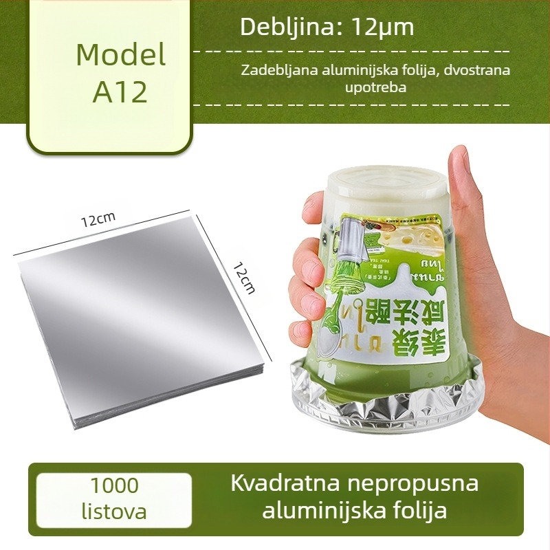 Jednokratni listići od aluminijske folije za brtvljenje, otporni na prolivanje, 12 cm kvadratni, s premazom od silikonskog ulja, 100 komada, za šalice kave i mliječnih čajeva