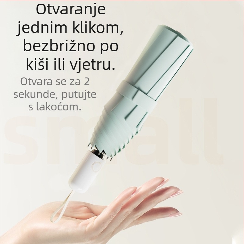 Studentski kišobran, potpuno automatski, sklopivi, u makaron-stilu, ojačan otporan na vjetar, za sunce i kišu, UV zaštita