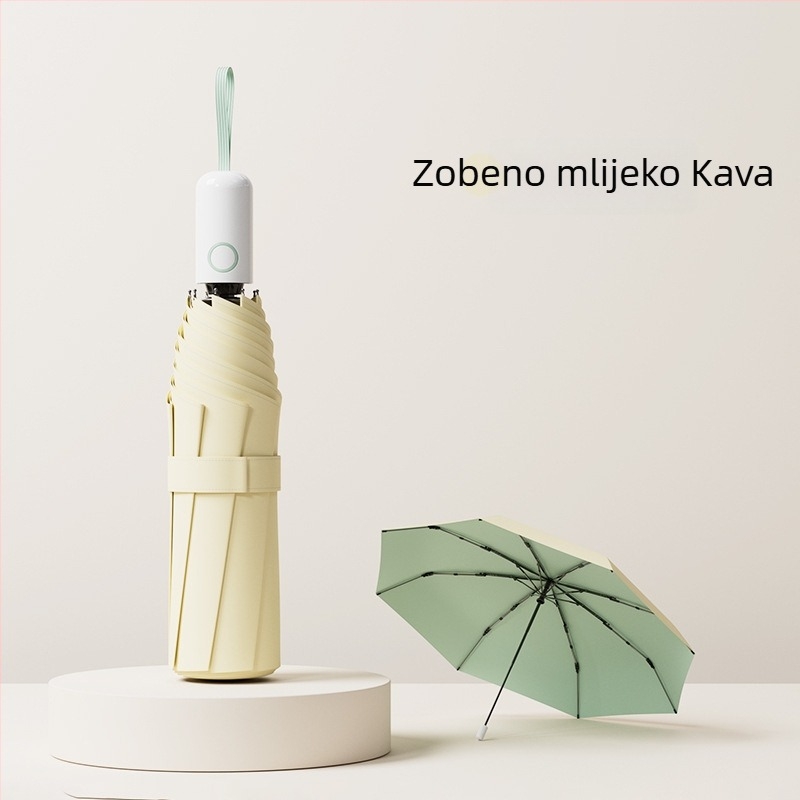 Studentski kišobran, potpuno automatski, sklopivi, u makaron-stilu, ojačan otporan na vjetar, za sunce i kišu, UV zaštita