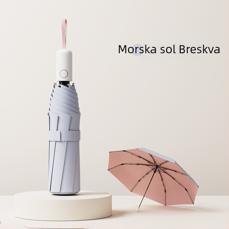 Studentski kišobran, potpuno automatski, sklopivi, u makaron-stilu, ojačan otporan na vjetar, za sunce i kišu, UV zaštita