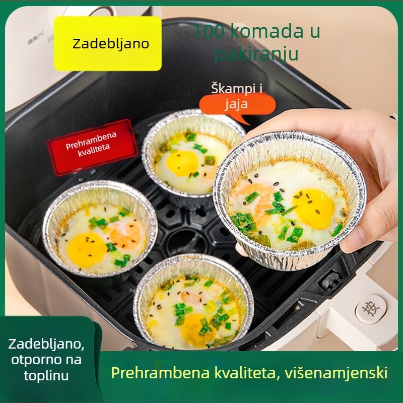 Jednokratne aluminijske folijske čašice za kuhanje u zraku, posuda za tartu od jaja u pećnici, kutije od aluminijske folije, papir za upijanje masnoće