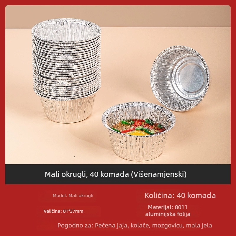 Jednokratne aluminijske folijske čašice za kuhanje u zraku, posuda za tartu od jaja u pećnici, kutije od aluminijske folije, papir za upijanje masnoće