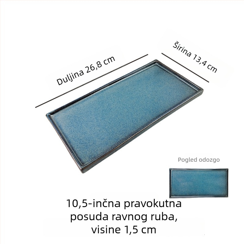 Japanski stil keramički plosnati tanjur sa zlatnim i srebrnim detaljima, kreativni tanjur za sushi, tanjur za roštilj i goveđi jezik