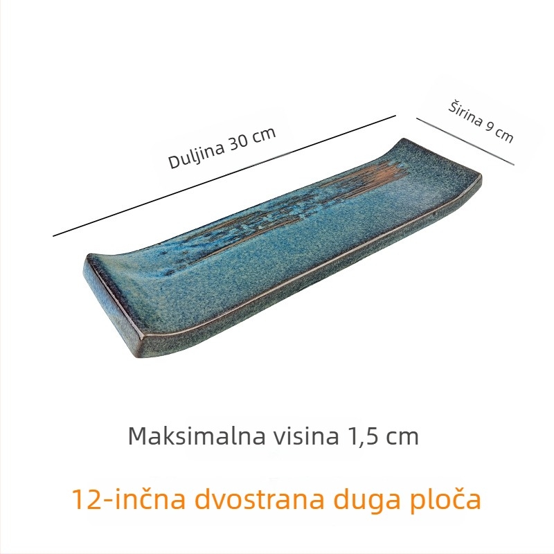 Japanski stil keramički plosnati tanjur sa zlatnim i srebrnim detaljima, kreativni tanjur za sushi, tanjur za roštilj i goveđi jezik