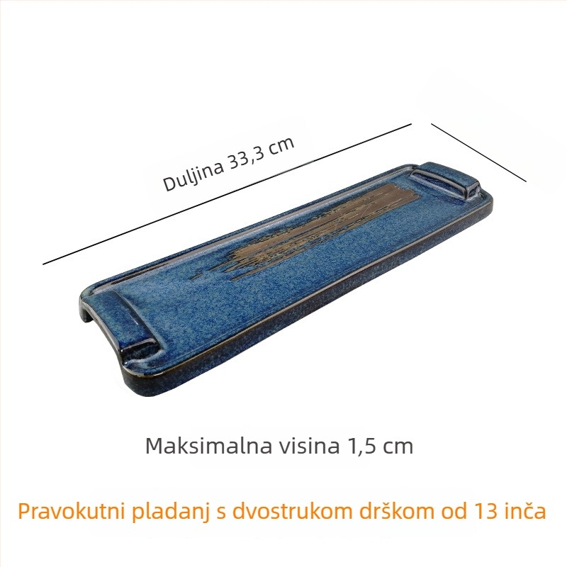Japanski stil keramički plosnati tanjur sa zlatnim i srebrnim detaljima, kreativni tanjur za sushi, tanjur za roštilj i goveđi jezik