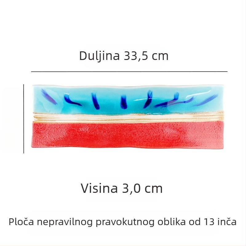 Japanski stil keramički plosnati tanjur sa zlatnim i srebrnim detaljima, kreativni tanjur za sushi, tanjur za roštilj i goveđi jezik