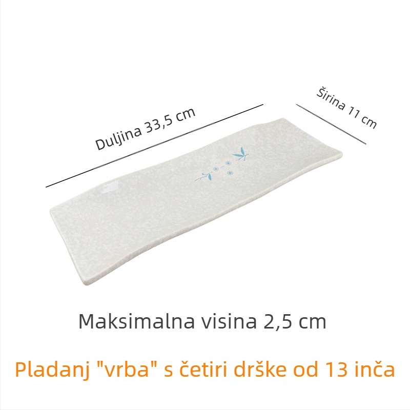 Japanski stil keramički plosnati tanjur sa zlatnim i srebrnim detaljima, kreativni tanjur za sushi, tanjur za roštilj i goveđi jezik
