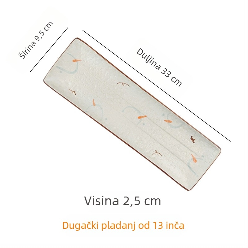 Japanski stil keramički plosnati tanjur sa zlatnim i srebrnim detaljima, kreativni tanjur za sushi, tanjur za roštilj i goveđi jezik