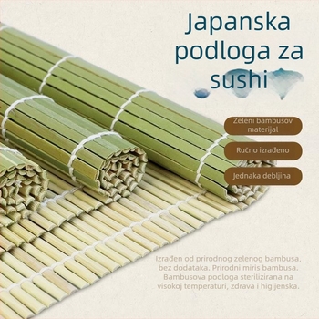 Zeleni bambusov podmetač za sushi – kuhinjski alat za japansku kuhinju, rolanje suši i aranžiranje sashimija