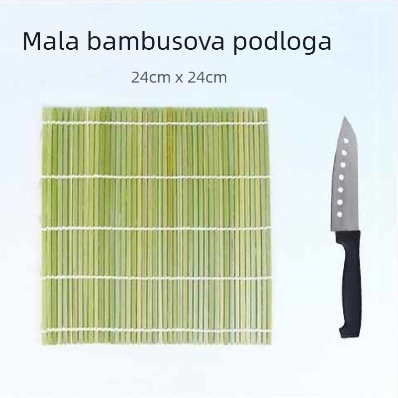 Zeleni bambusov podmetač za sushi – kuhinjski alat za japansku kuhinju, rolanje suši i aranžiranje sashimija
