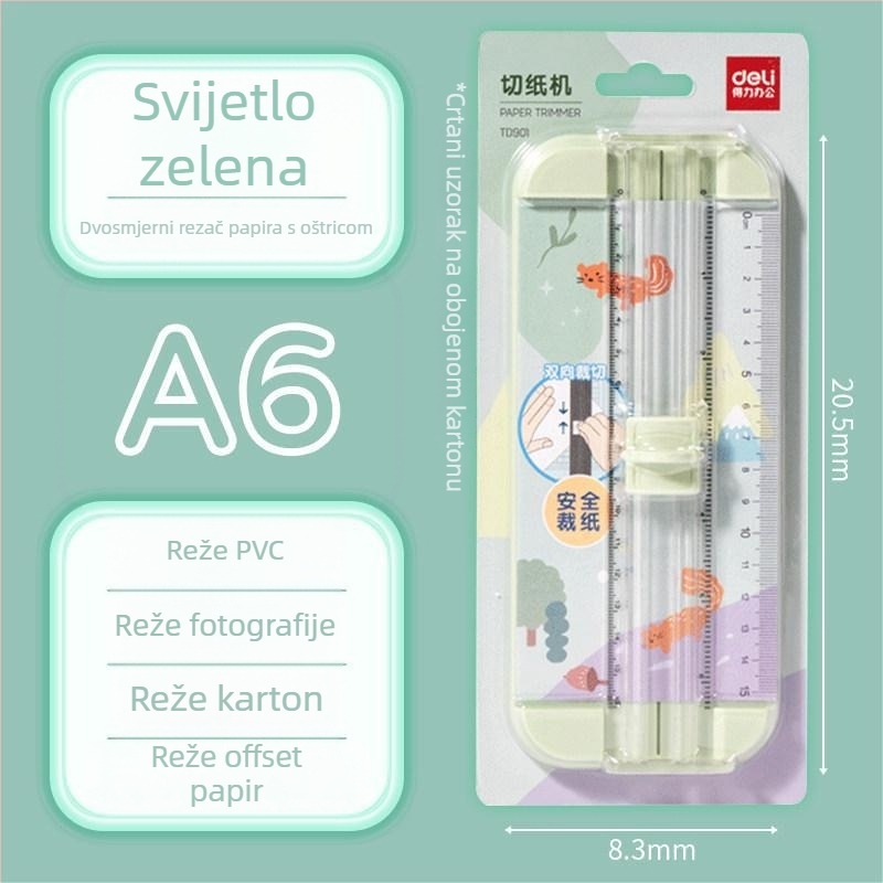 Deli TD900 Mini rezač papira – siguran ručni alat za kreativne projekte za učenike