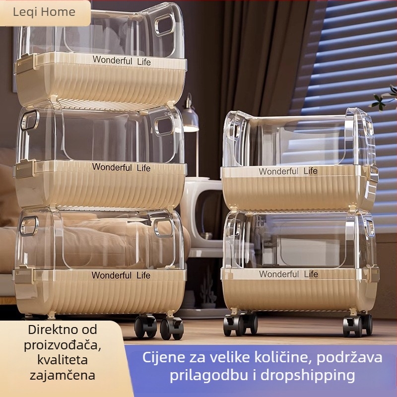 Četveroslojni mobilni ormarić za pohranu s kotačićima za dnevni boravak — organizator igračaka i grickalica