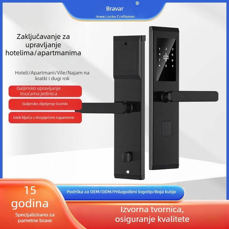 Brava s lozinkom za hotele i najmove, zaštita od krađe za drvena vrata, privremena lozinka, otključavanje putem aplikacije i s ključem
