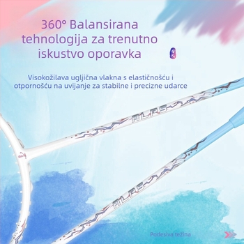 Set reketa za badminton od potpuno karbonskog vlakna, izuzetno lagan, 5U, visoki napon, G5 drška, ofenzivno izbalansirana oštrica