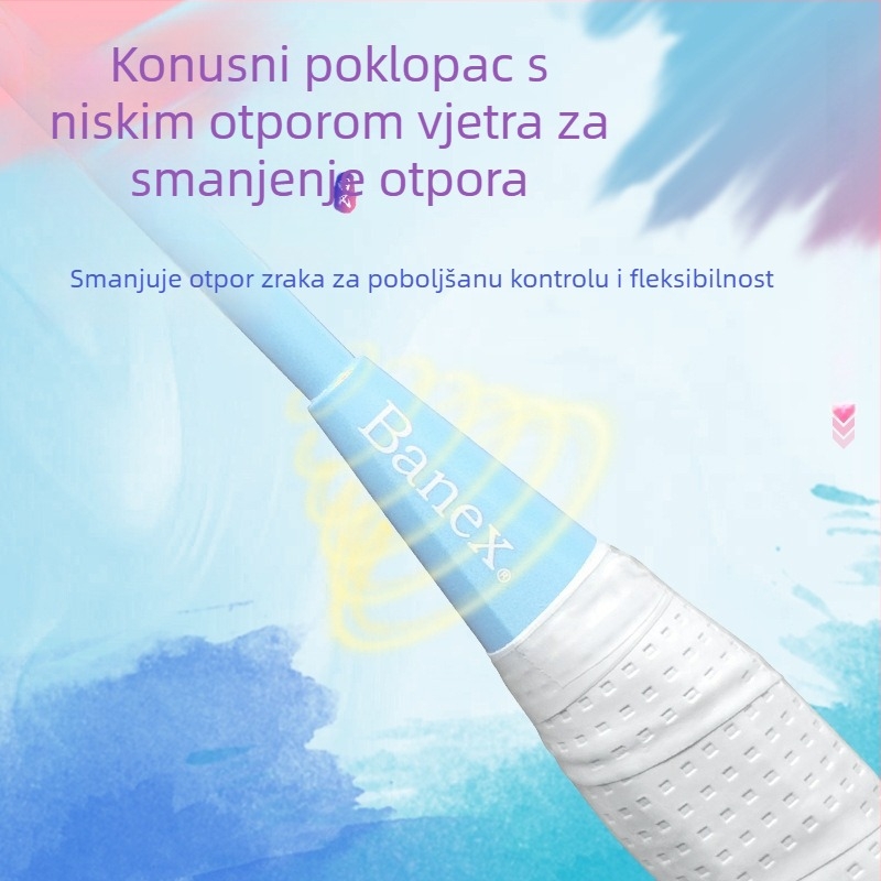 Set reketa za badminton od potpuno karbonskog vlakna, izuzetno lagan, 5U, visoki napon, G5 drška, ofenzivno izbalansirana oštrica
