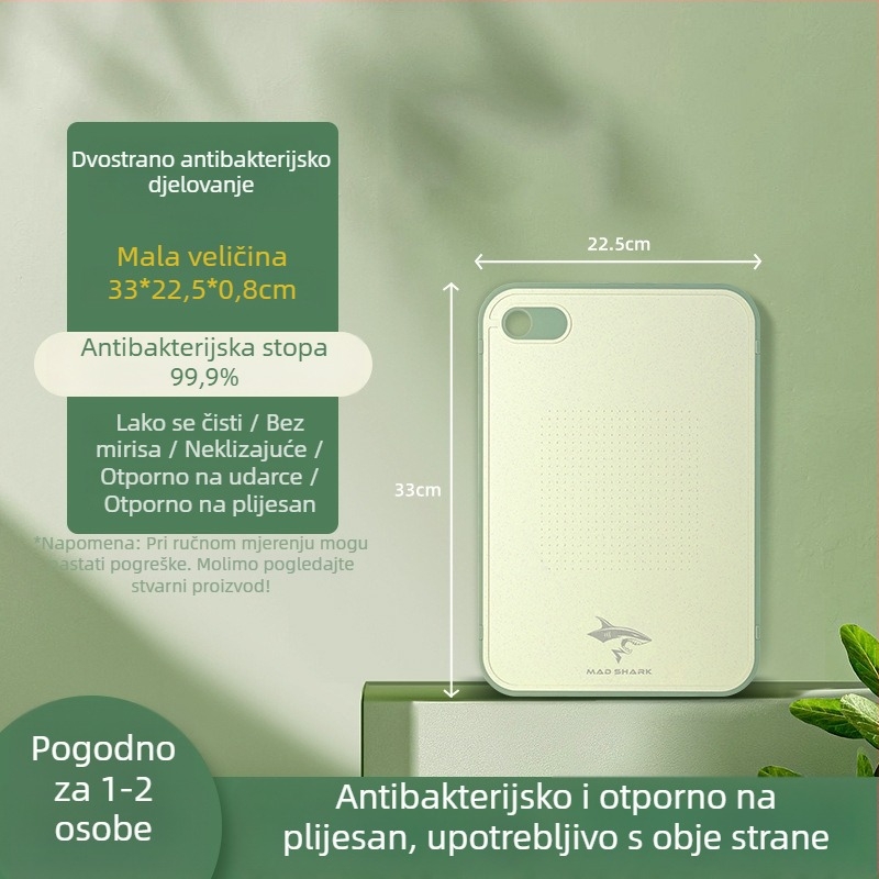 Crazy Shark daska za rezanje od pšeničnog slama, dvostrana, za voće i povrće, kućna upotreba, antibakterijska, protuklizna, model Cfcb805