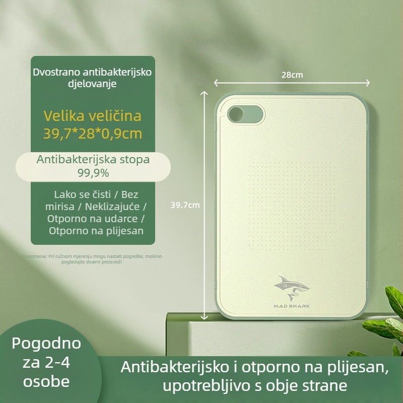 Crazy Shark daska za rezanje od pšeničnog slama, dvostrana, za voće i povrće, kućna upotreba, antibakterijska, protuklizna, model Cfcb805