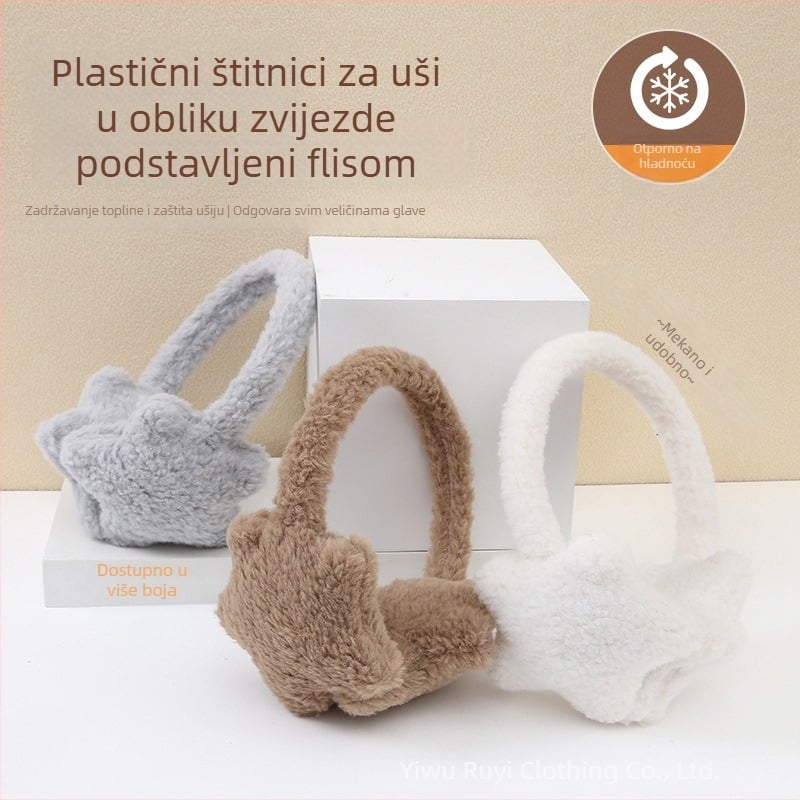Plišane zaštitne ušne maskice s petokrakom zvijezdom, zimska toplina, za žene, svestrane i moderno