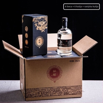 Prozirna staklena boca za vino s pjenastom ambalažom, japanski antički stil prazna boca, keramička boca, 500 ml
