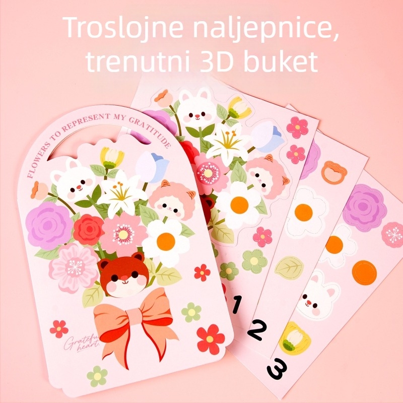 Kartica za Dan učitelja za vrtić – DIY set 3D buket i kartica za snimanje