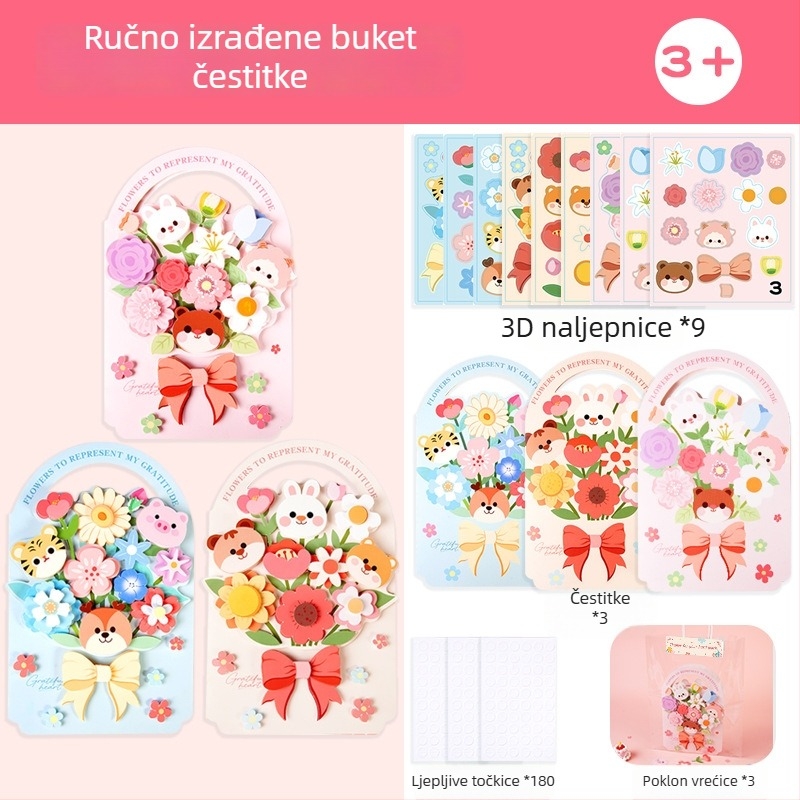 Kartica za Dan učitelja za vrtić – DIY set 3D buket i kartica za snimanje