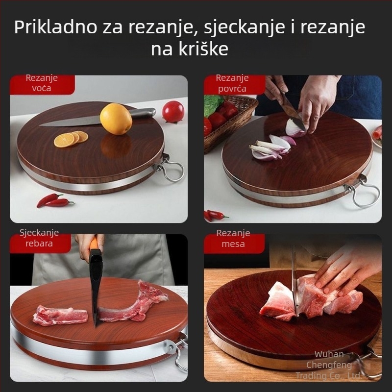 Daska za rezanje od Ironwooda, antimikrobna, masivno drvo, kuhinja, debela okrugla i ravna daska