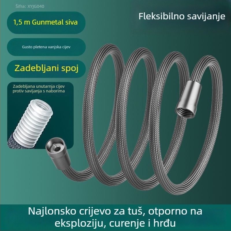 Najlonski pleteni tuš šlauf, otporan na visoke temperature, navoj 1/2 inča, za toplu i hladnu vodu