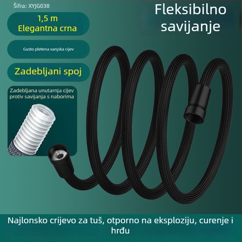 Najlonski pleteni tuš šlauf, otporan na visoke temperature, navoj 1/2 inča, za toplu i hladnu vodu