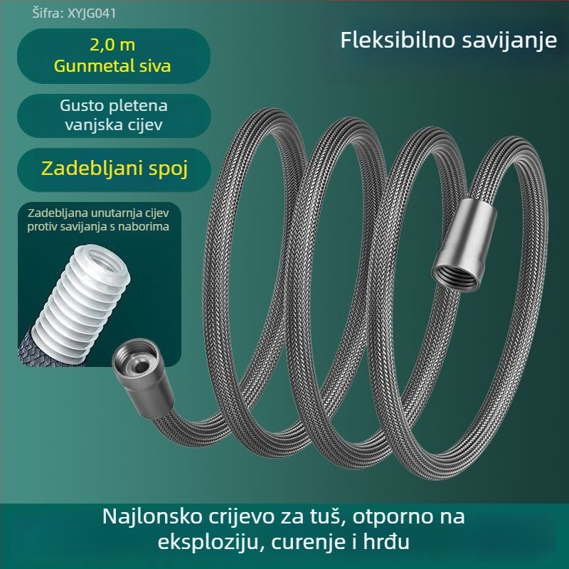 Najlonski pleteni tuš šlauf, otporan na visoke temperature, navoj 1/2 inča, za toplu i hladnu vodu