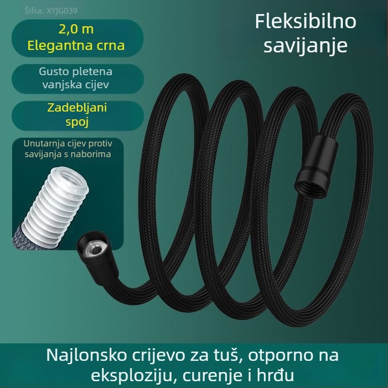 Najlonski pleteni tuš šlauf, otporan na visoke temperature, navoj 1/2 inča, za toplu i hladnu vodu