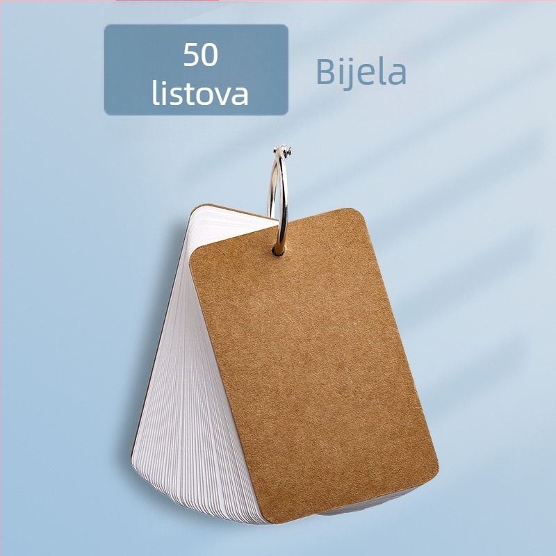 Mini DIY bilježnica s praznim karticama engleskih riječi, šarena tvrda karton, vezanje na prstenove