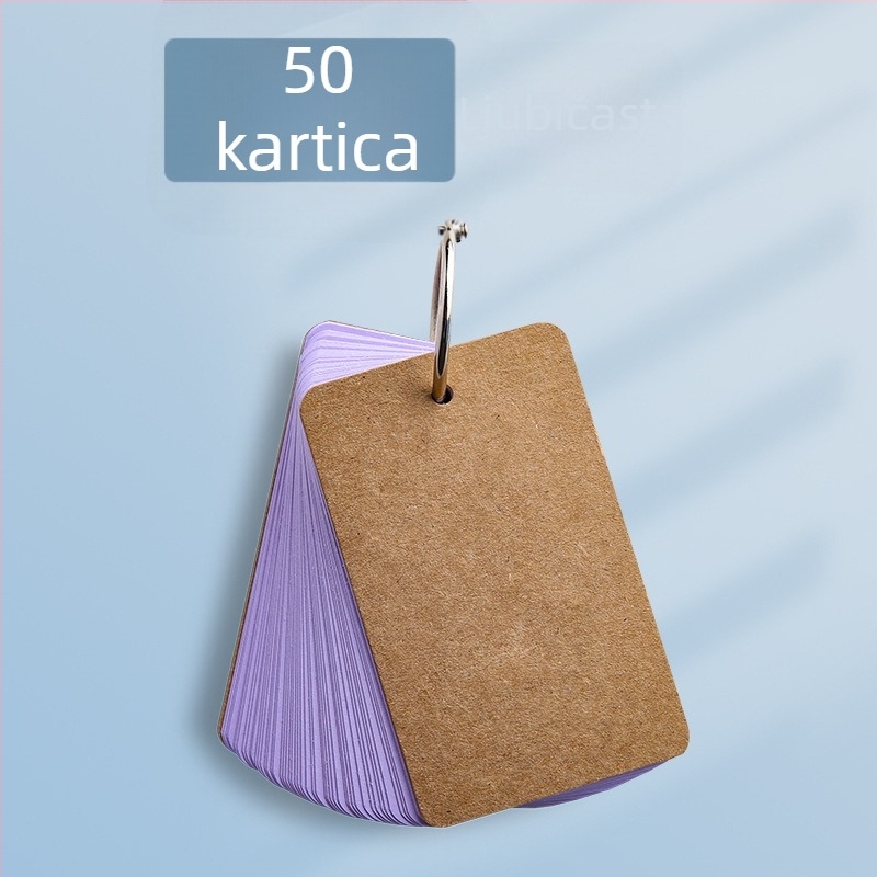 Mini DIY bilježnica s praznim karticama engleskih riječi, šarena tvrda karton, vezanje na prstenove