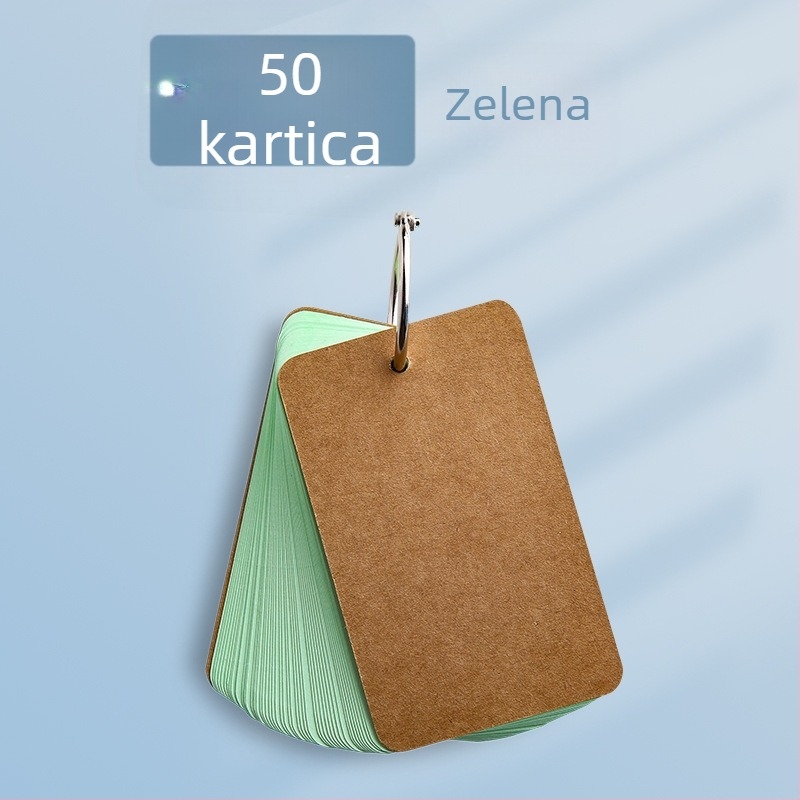 Mini DIY bilježnica s praznim karticama engleskih riječi, šarena tvrda karton, vezanje na prstenove