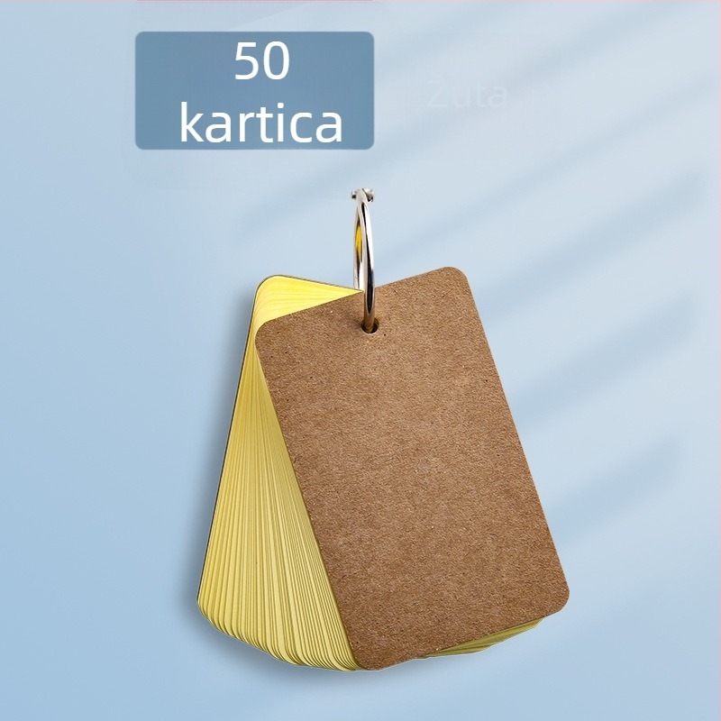 Mini DIY bilježnica s praznim karticama engleskih riječi, šarena tvrda karton, vezanje na prstenove