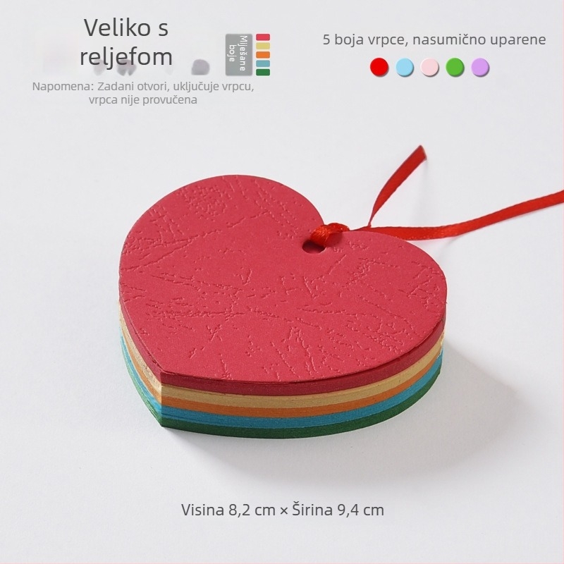 Ručno izrađena kartica u obliku srca za želje i blagoslove; mala zidna kartica za sastanke i aktivnosti