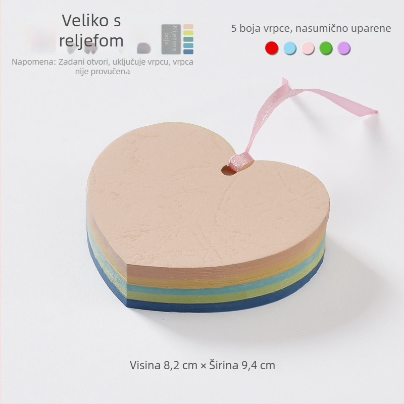Ručno izrađena kartica u obliku srca za želje i blagoslove; mala zidna kartica za sastanke i aktivnosti