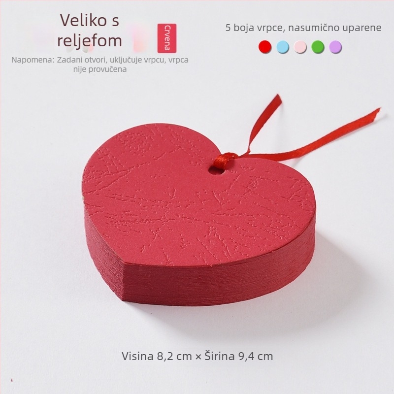 Ručno izrađena kartica u obliku srca za želje i blagoslove; mala zidna kartica za sastanke i aktivnosti